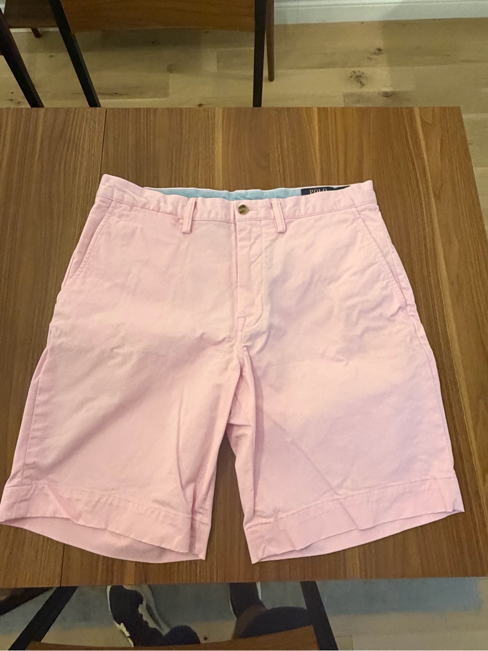 Ralph Lauren Pale Pink Flat-Front Chino Shorts